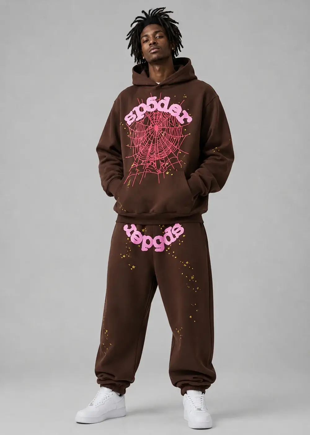 Spider OG Web Brown Sweatsuit - Streetwear Hoodie & Sweatpants Set