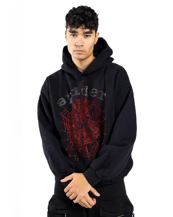 Spider OG Rhinestone Hoodie Black