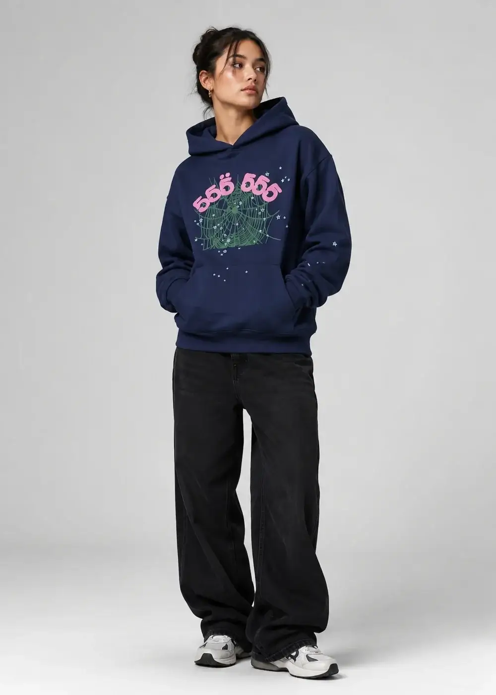 Spider 555555 Angel Hoodie Blue