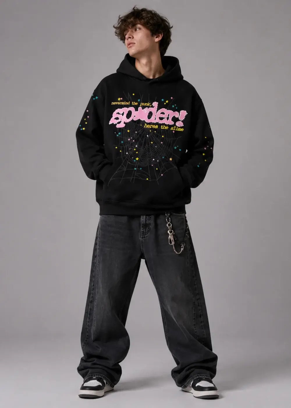 Spider Hoodie Black Pink