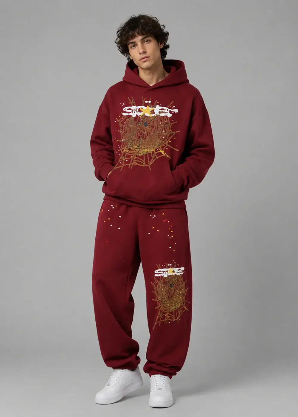 Spider Logo Sweatsuit Maroon