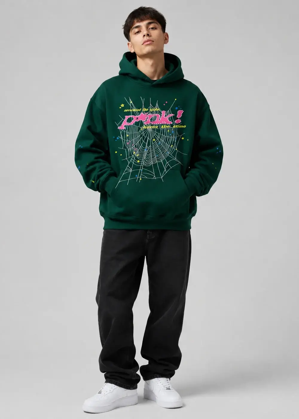 Spider PNK Green HOODIE