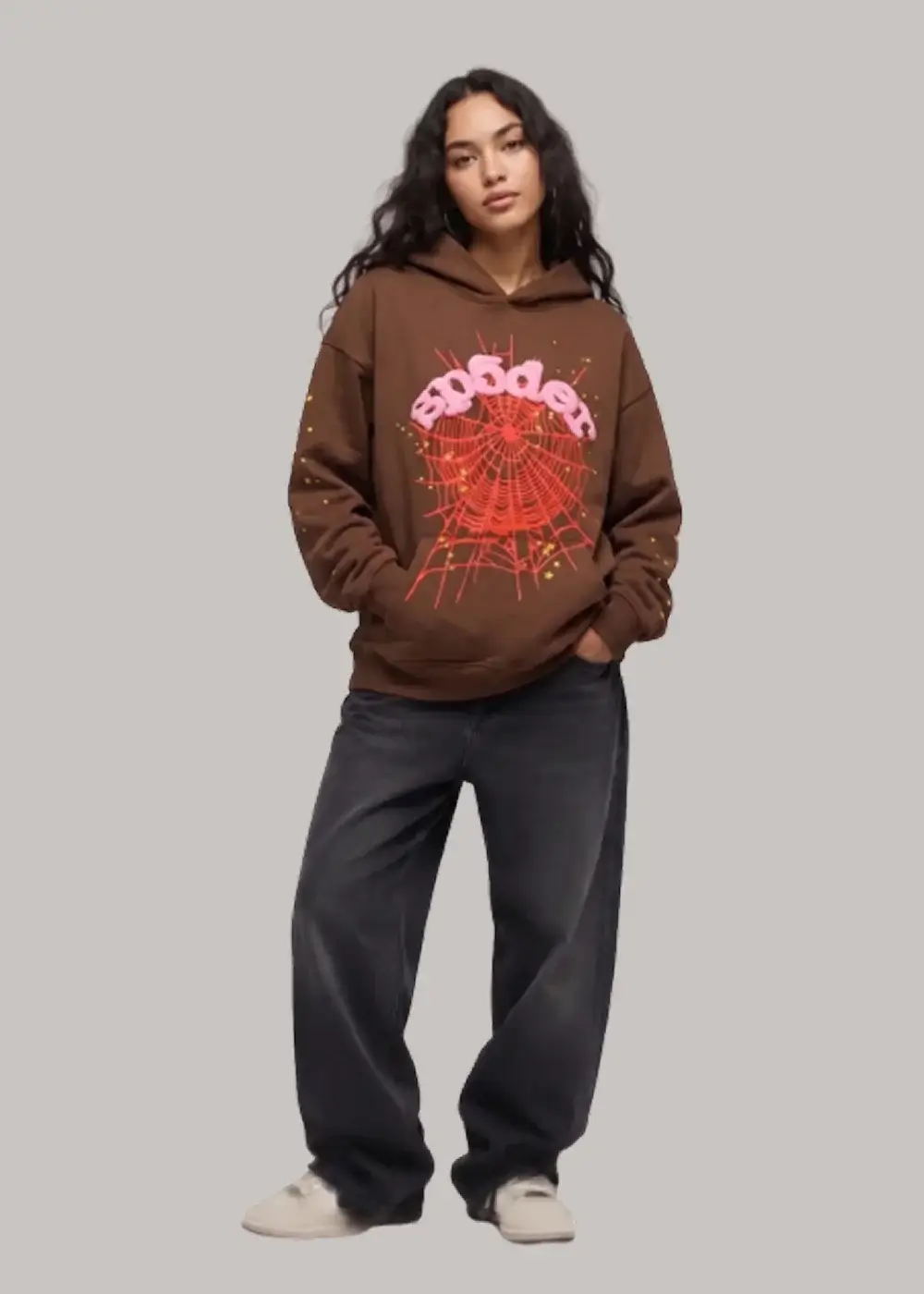 Spider Web Hoodie Brown