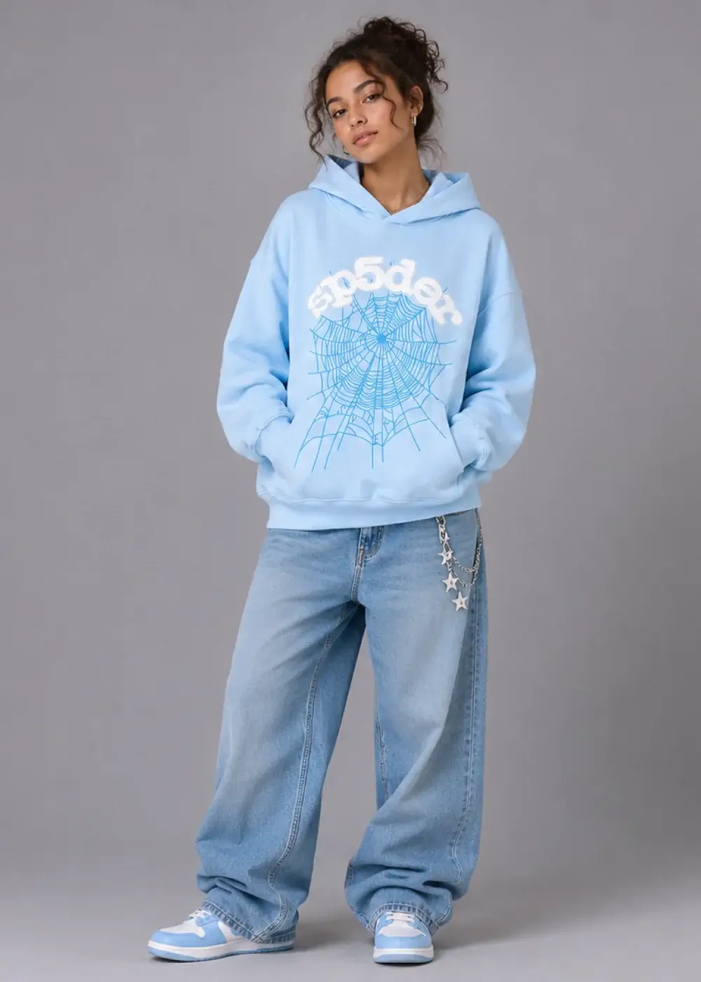 Spider Web Hoodie Sky Blue