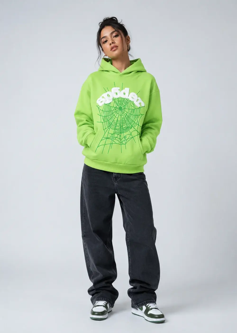 Spider Web Hoodie Slime Green