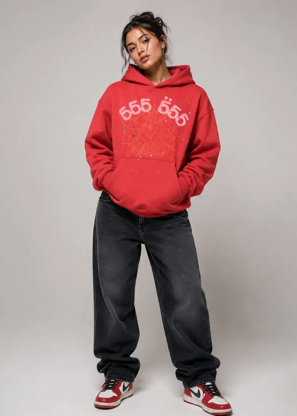Spider Worldwide Red Angel Number 555 Hoodie Red