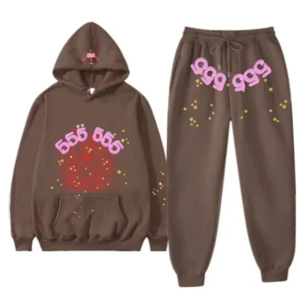 Spider Angel Number Sweatsuit Brown