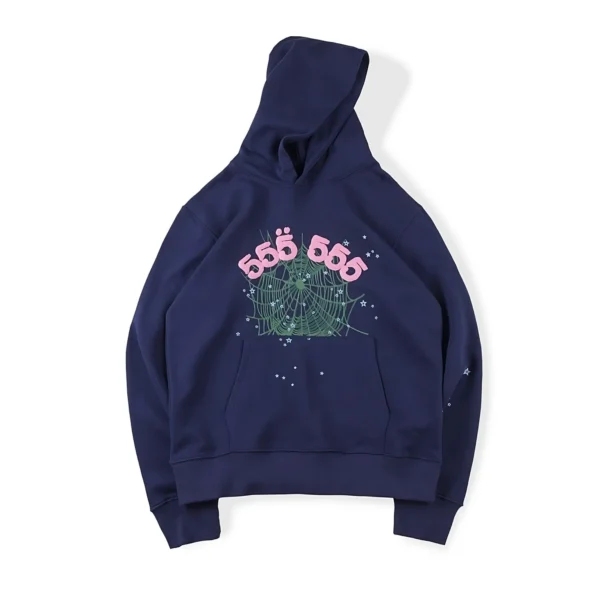 Spider 555555 Angel Hoodie Blue
