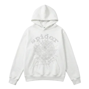 Spider OG Rhinestone Logo Hoodie White