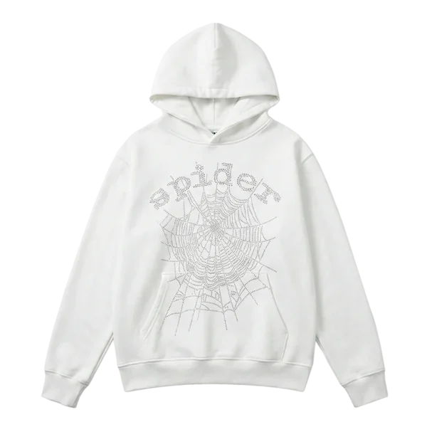 Spider OG Rhinestone Logo Hoodie White